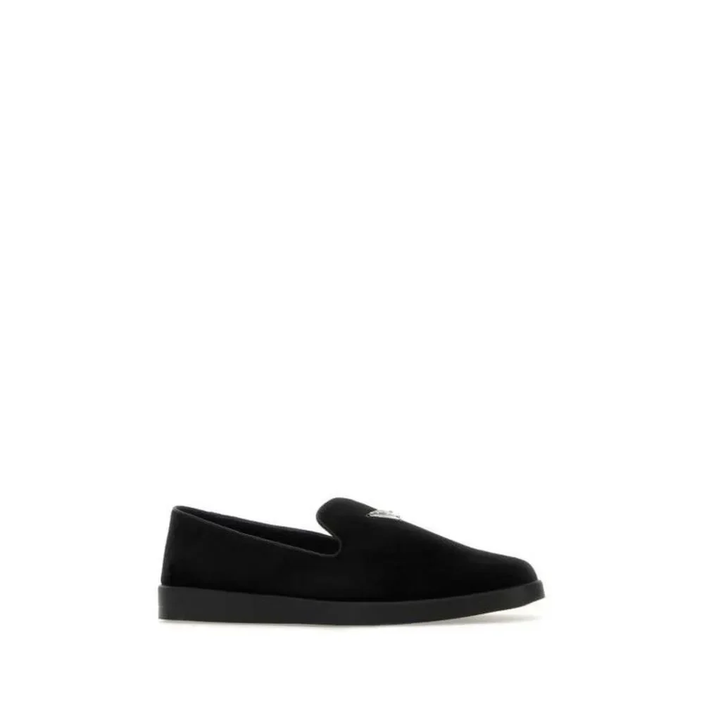 Suede Triangle Logo Loafers
